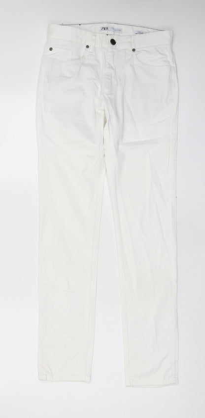 Womens UK Size 8 Zara Regular Fit Chino White Trousers