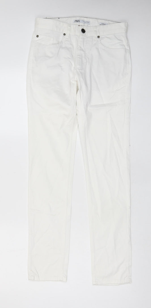 Womens UK Size 8 Zara Regular Fit Chino White Trousers