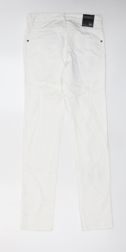 Womens UK Size 8 Zara Regular Fit Chino White Trousers