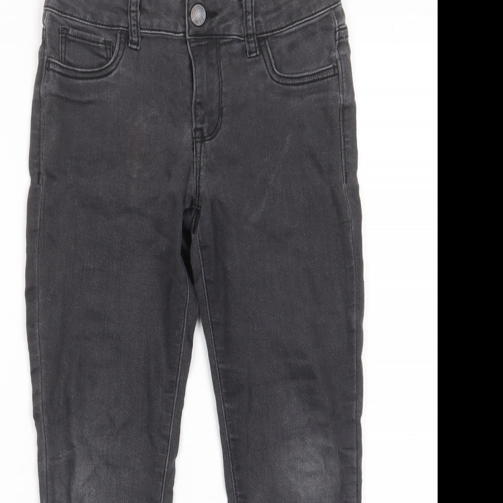 Gap Girls Grey Cotton Skinny Jeans Size 8 Years L20 in Regular Zip - Pockets, Belt Loops, Adjustable waist