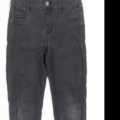 Gap Girls Grey Cotton Skinny Jeans Size 8 Years L20 in Regular Zip - Pockets, Belt Loops, Adjustable waist
