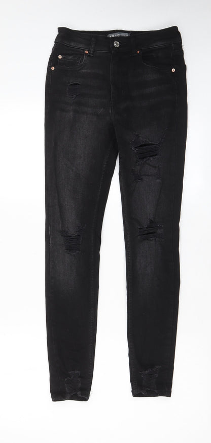 Denim & Co. Womens Black Cotton Skinny Jeans Size 8 L27 in Regular Zip - Pockets, Belt Loops