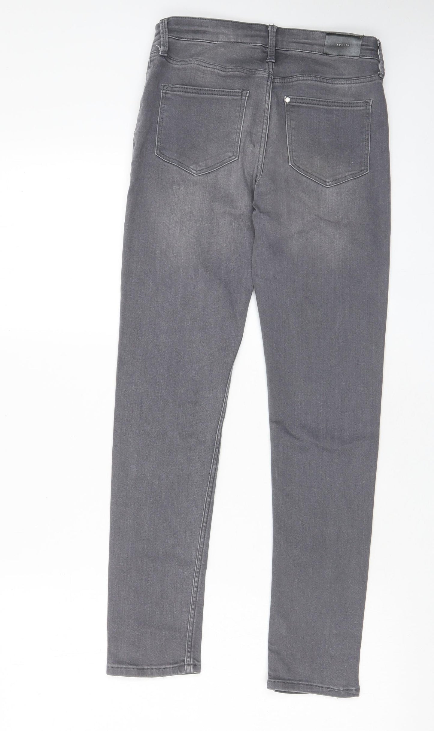 H7m Girls Grey Cotton Skinny Jeans Size 12-13 Years L26 in Regular Zip - Pockets, Belt Loops