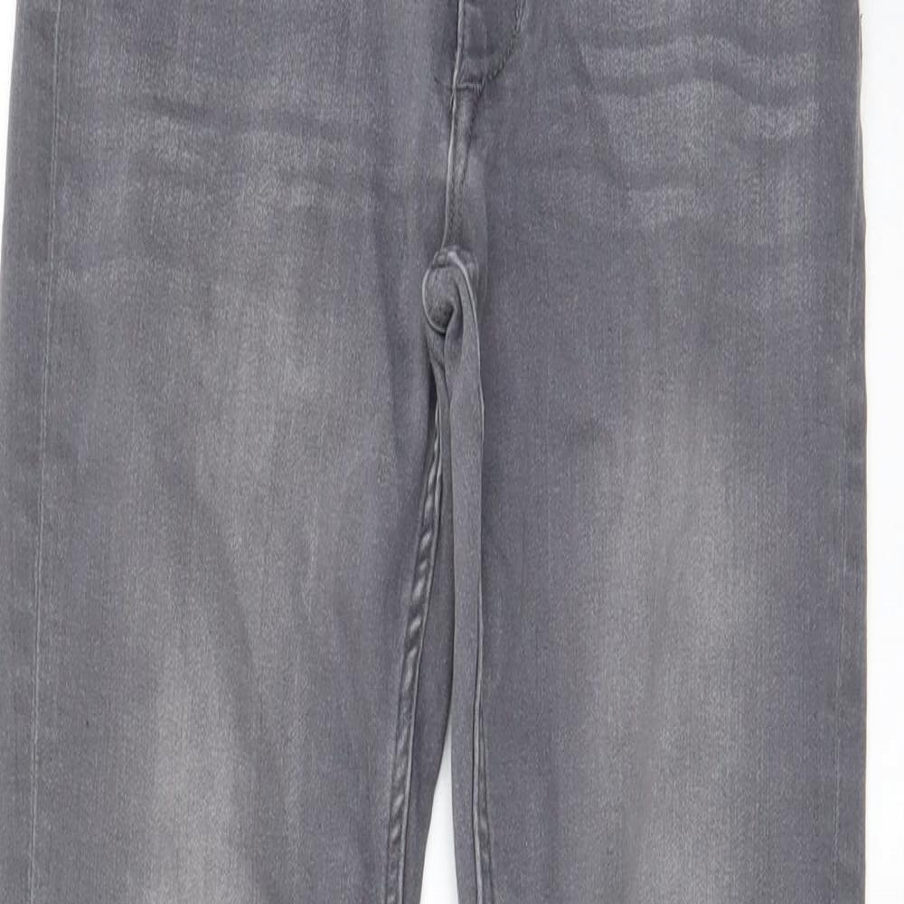 H7m Girls Grey Cotton Skinny Jeans Size 12-13 Years L26 in Regular Zip - Pockets, Belt Loops