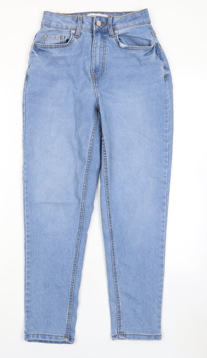 Denim & Co. Womens Blue Cotton Straight Jeans Size 6 L27 in Regular Zip - Pockets, Belt Loops