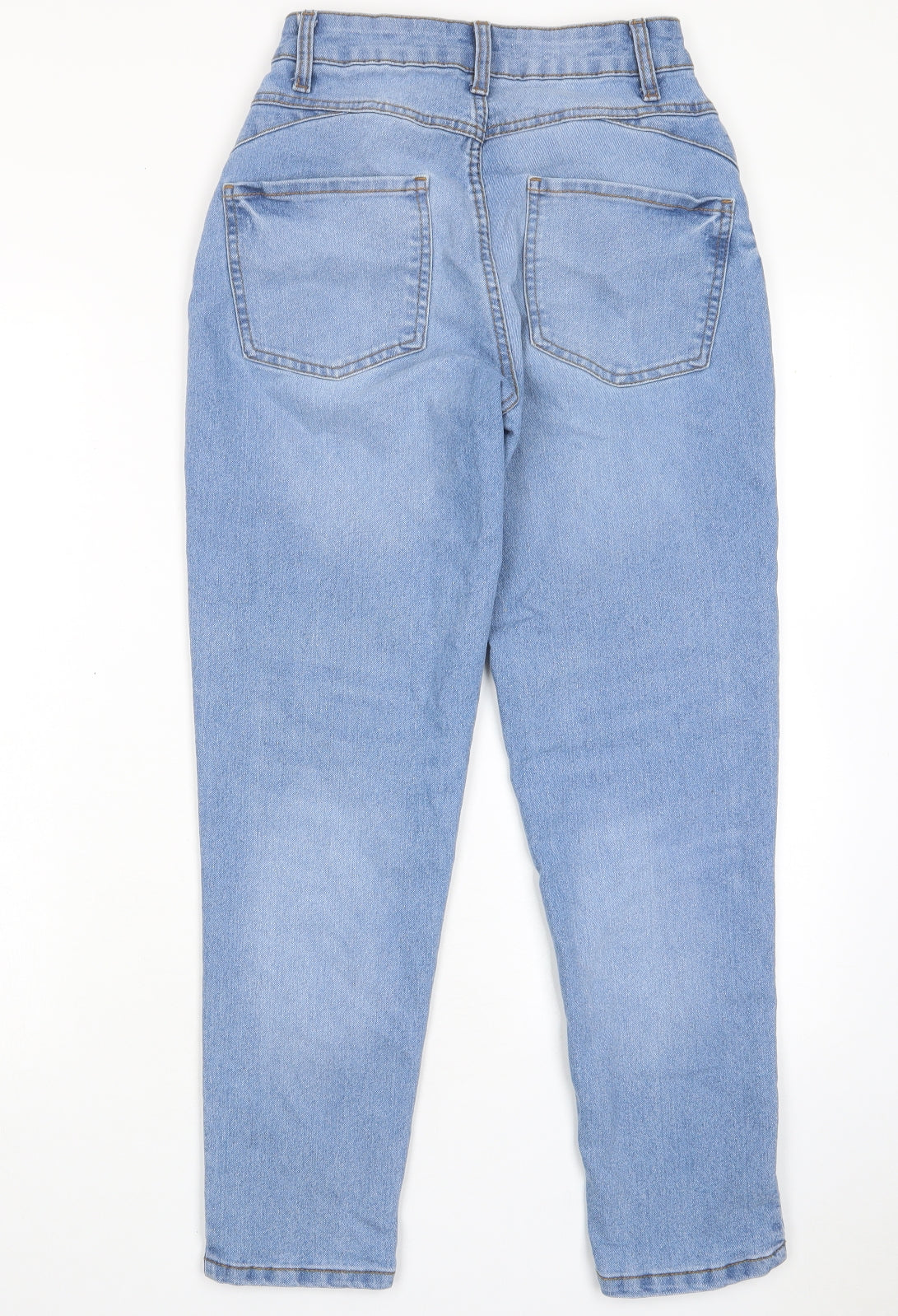 Denim & Co. Womens Blue Cotton Straight Jeans Size 6 L27 in Regular Zip - Pockets, Belt Loops