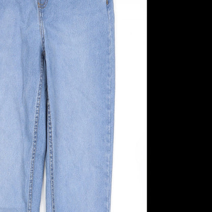 Denim & Co. Womens Blue Cotton Straight Jeans Size 6 L27 in Regular Zip - Pockets, Belt Loops