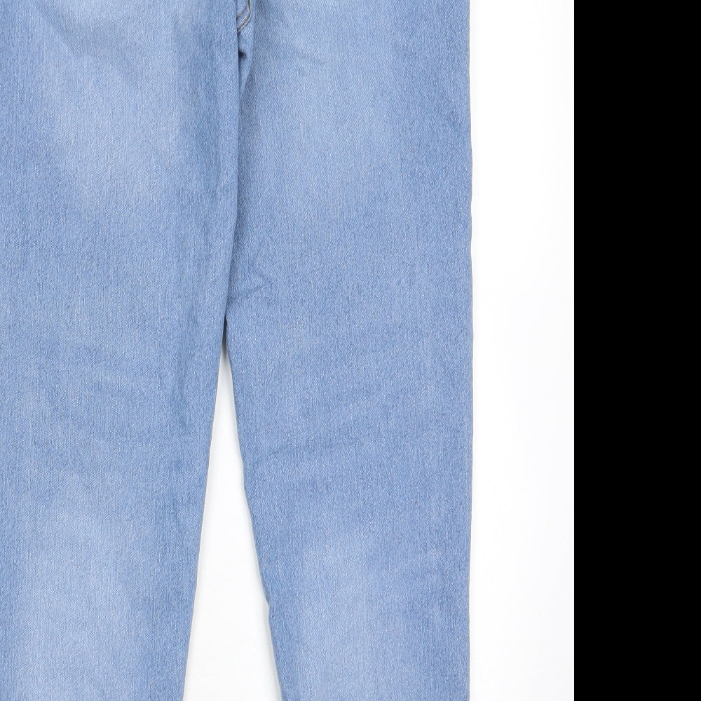 Denim & Co. Womens Blue Cotton Straight Jeans Size 6 L27 in Regular Zip - Pockets, Belt Loops