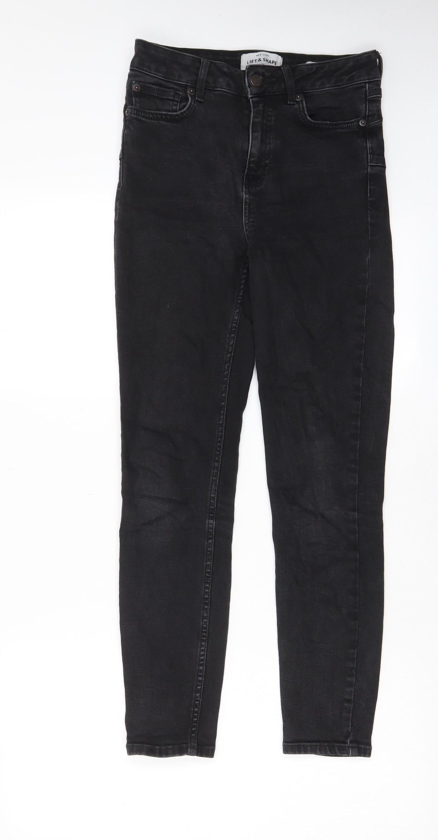 New Look Womens Black Cotton Skinny Jeans Size 8 L26 in Regular Zip - Pockets, Belt Loops