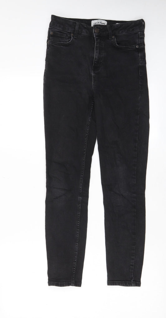 New Look Womens Black Cotton Skinny Jeans Size 8 L26 in Regular Zip - Pockets, Belt Loops