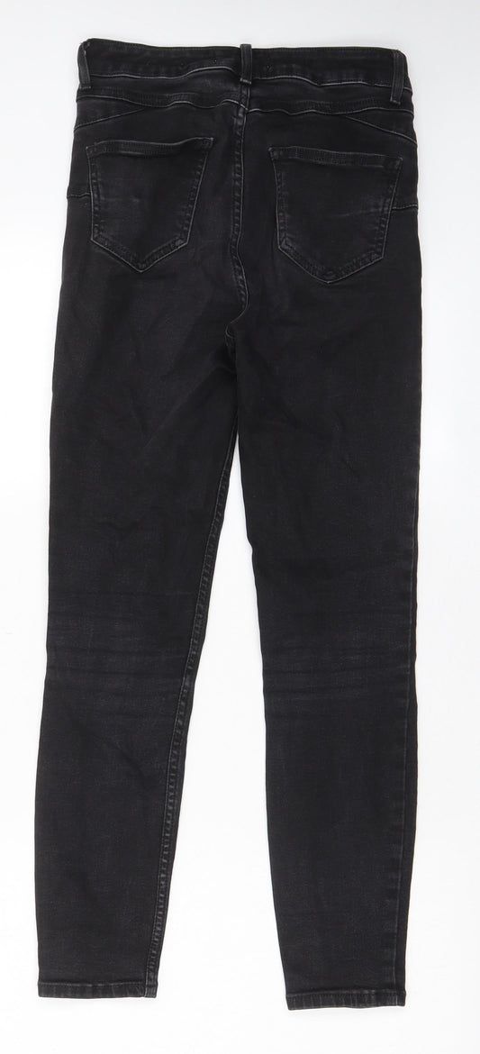 New Look Womens Black Cotton Skinny Jeans Size 8 L26 in Regular Zip - Pockets, Belt Loops