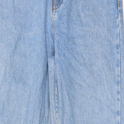 Topshop Womens Blue Geometric Cotton Mom Jeans Size 26 in L34 in Regular Zip - Pockets, Belt Loops