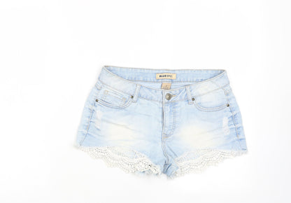 Blue Spice Girls Blue Cotton Bermuda Shorts Size 7 Years Regular Zip - Pockets, Belt Loops, Crochet