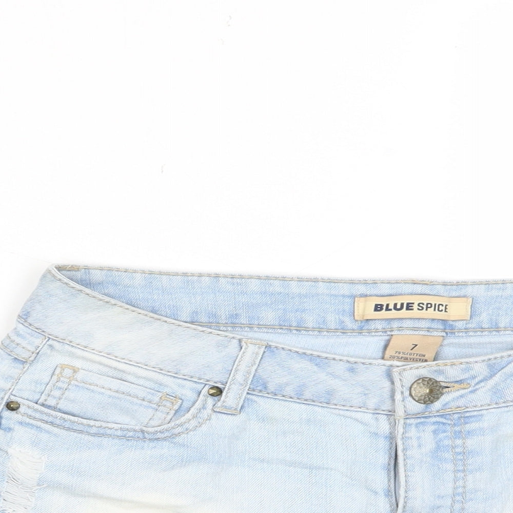 Blue Spice Girls Blue Cotton Bermuda Shorts Size 7 Years Regular Zip - Pockets, Belt Loops, Crochet