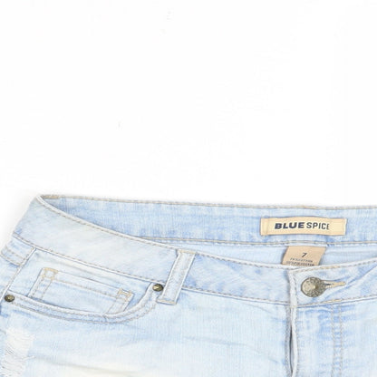 Blue Spice Girls Blue Cotton Bermuda Shorts Size 7 Years Regular Zip - Pockets, Belt Loops, Crochet