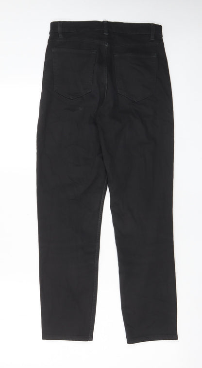 H7m Womens Black Cotton Straight Jeans Size 8 L27 in Regular Zip - Pockets, Belt Loops
