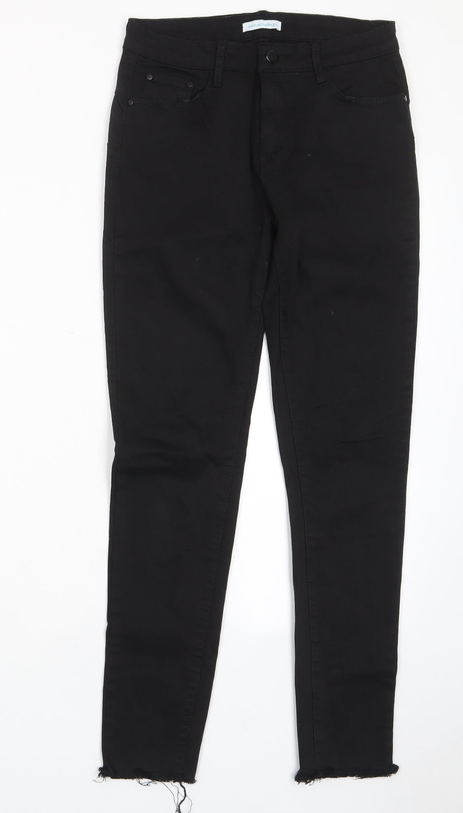 Renatta&go Womens Black Cotton Skinny Jeans Size 10 L27 in Regular Zip - Pockets, Belt Loops