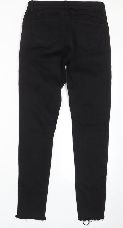 Renatta&go Womens Black Cotton Skinny Jeans Size 10 L27 in Regular Zip - Pockets, Belt Loops
