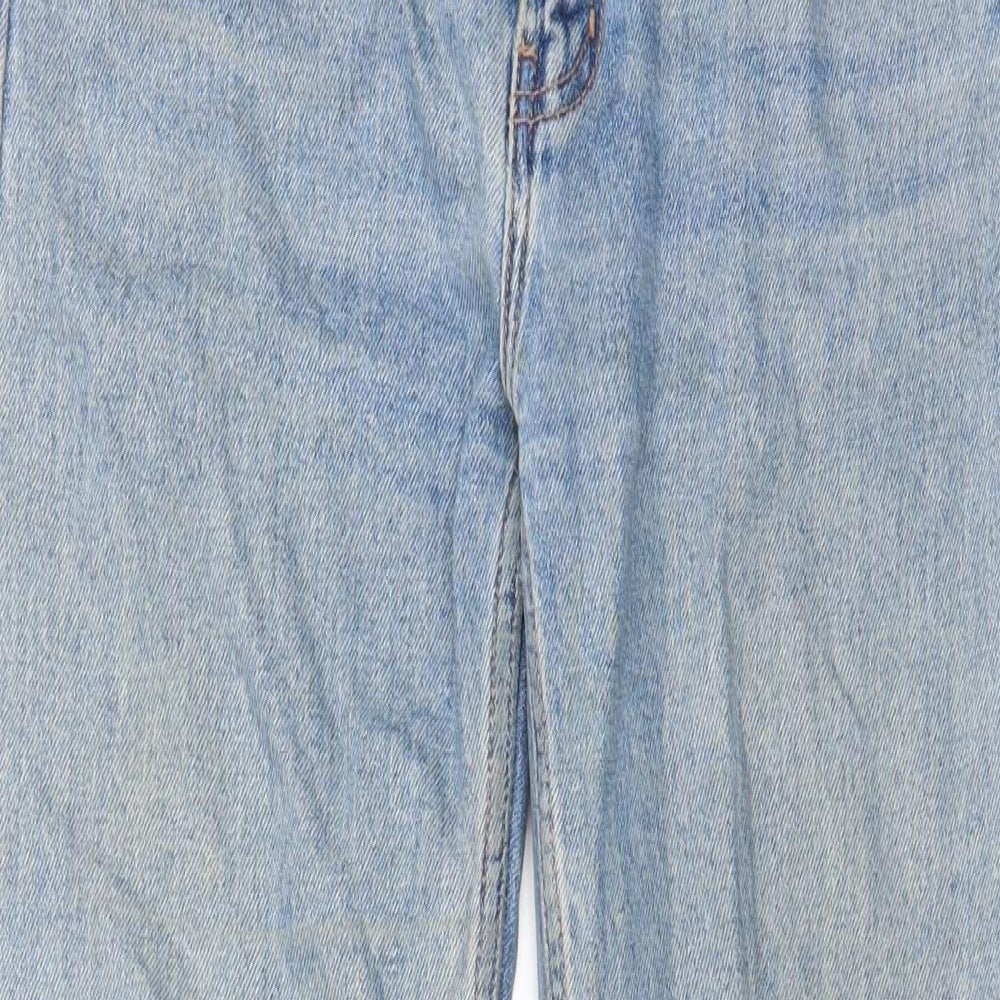 Denim & Co. Womens Blue Cotton Straight Jeans Size 10 L25 in Regular Zip - Pockets, Belt Loops