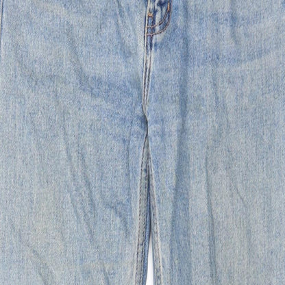 Denim & Co. Womens Blue Cotton Straight Jeans Size 10 L25 in Regular Zip - Pockets, Belt Loops