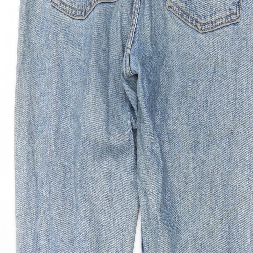 Denim & Co. Womens Blue Cotton Straight Jeans Size 10 L25 in Regular Zip - Pockets, Belt Loops