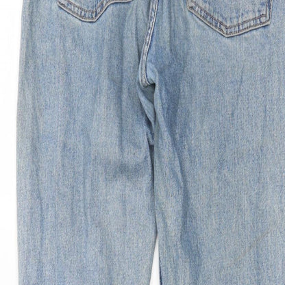 Denim & Co. Womens Blue Cotton Straight Jeans Size 10 L25 in Regular Zip - Pockets, Belt Loops
