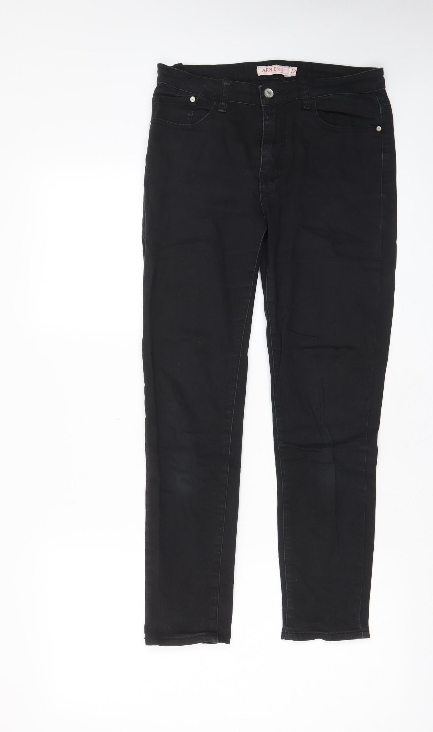 Apple Mints Womens Black Cotton Capri Jeans Size 29 in L26 in Regular Zip - Pockets, Belt Loops