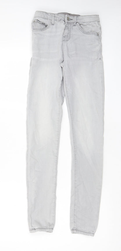 Denim & Co. Womens Grey Cotton Skinny Jeans Size 6 L29 in Regular Zip - Pockets, Belt Loops