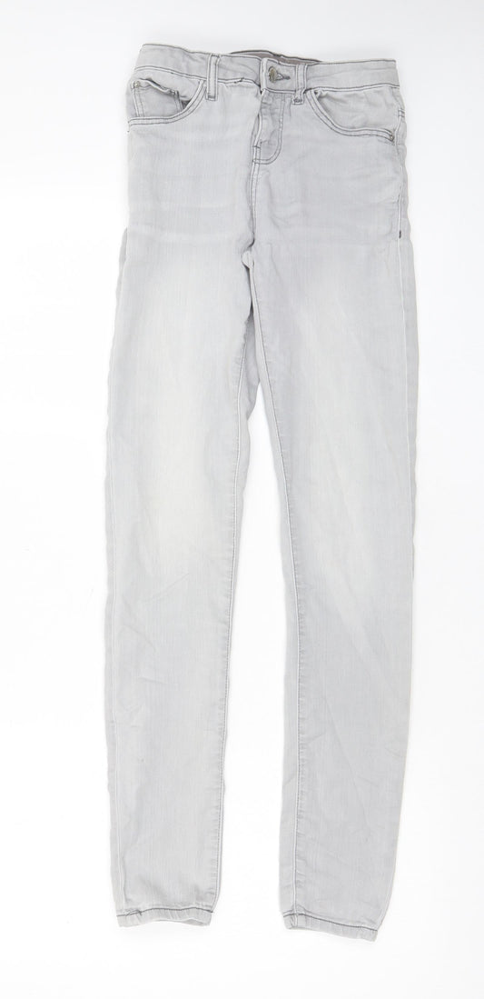 Denim & Co. Womens Grey Cotton Skinny Jeans Size 6 L29 in Regular Zip - Pockets, Belt Loops