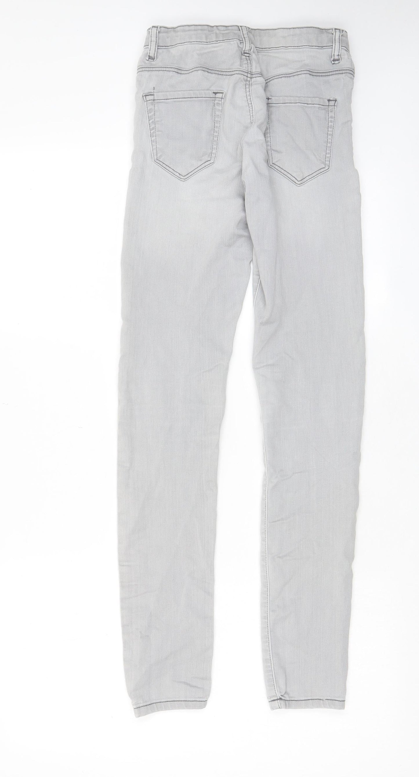 Denim & Co. Womens Grey Cotton Skinny Jeans Size 6 L29 in Regular Zip - Pockets, Belt Loops