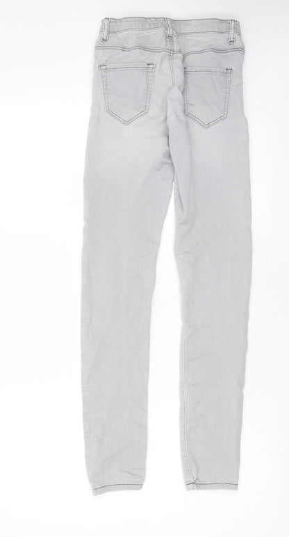 Denim & Co. Womens Grey Cotton Skinny Jeans Size 6 L29 in Regular Zip - Pockets, Belt Loops