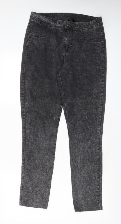 ESMARA Womens Grey Cotton Skinny Jeans Size 12 L29 in Regular Zip