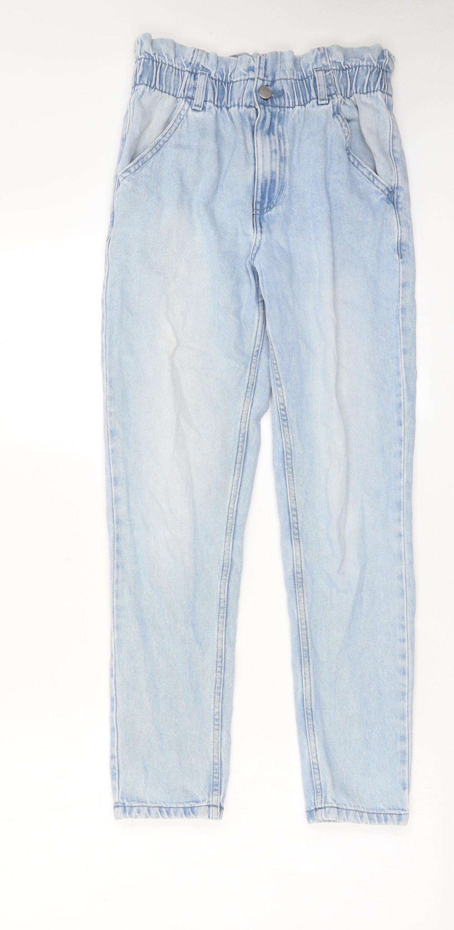Denim & Co. Girls Blue Cotton Straight Jeans Size 11-12 Years L27 in Regular Zip - Pockets