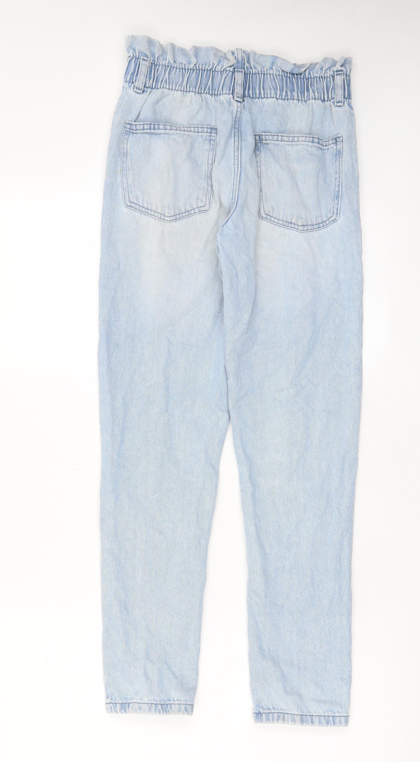 Denim & Co. Girls Blue Cotton Straight Jeans Size 11-12 Years L27 in Regular Zip - Pockets