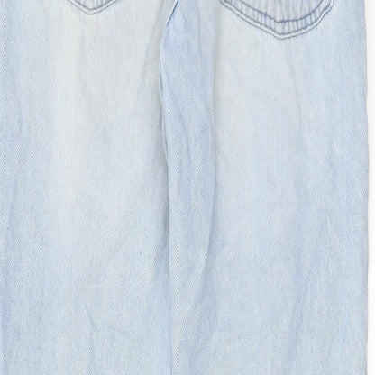 Denim & Co. Girls Blue Cotton Straight Jeans Size 11-12 Years L27 in Regular Zip - Pockets