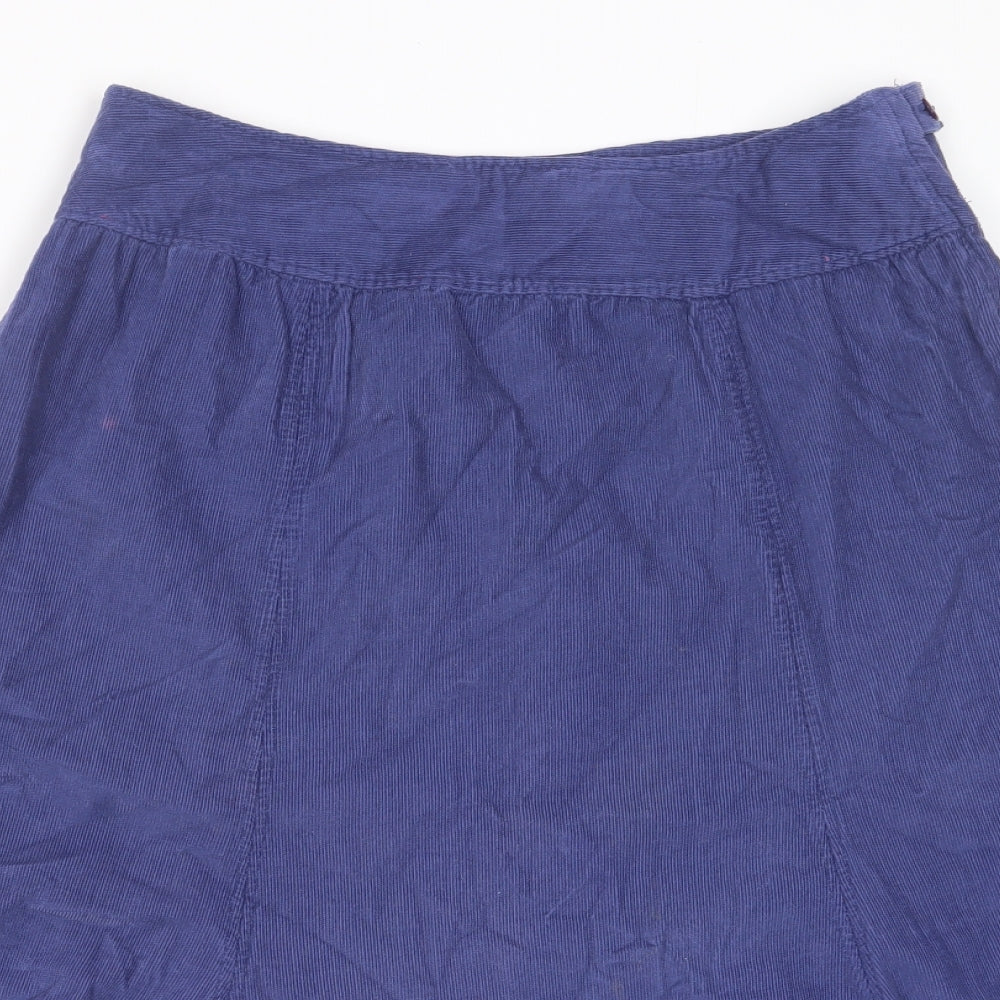 Bishopston Womens Purple Cotton A-Line Skirt Size 12 Zip - Pleated