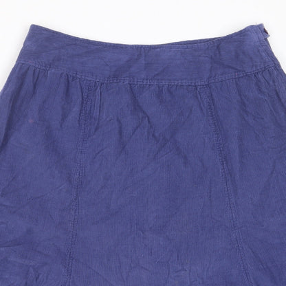 Bishopston Womens Purple Cotton A-Line Skirt Size 12 Zip - Pleated