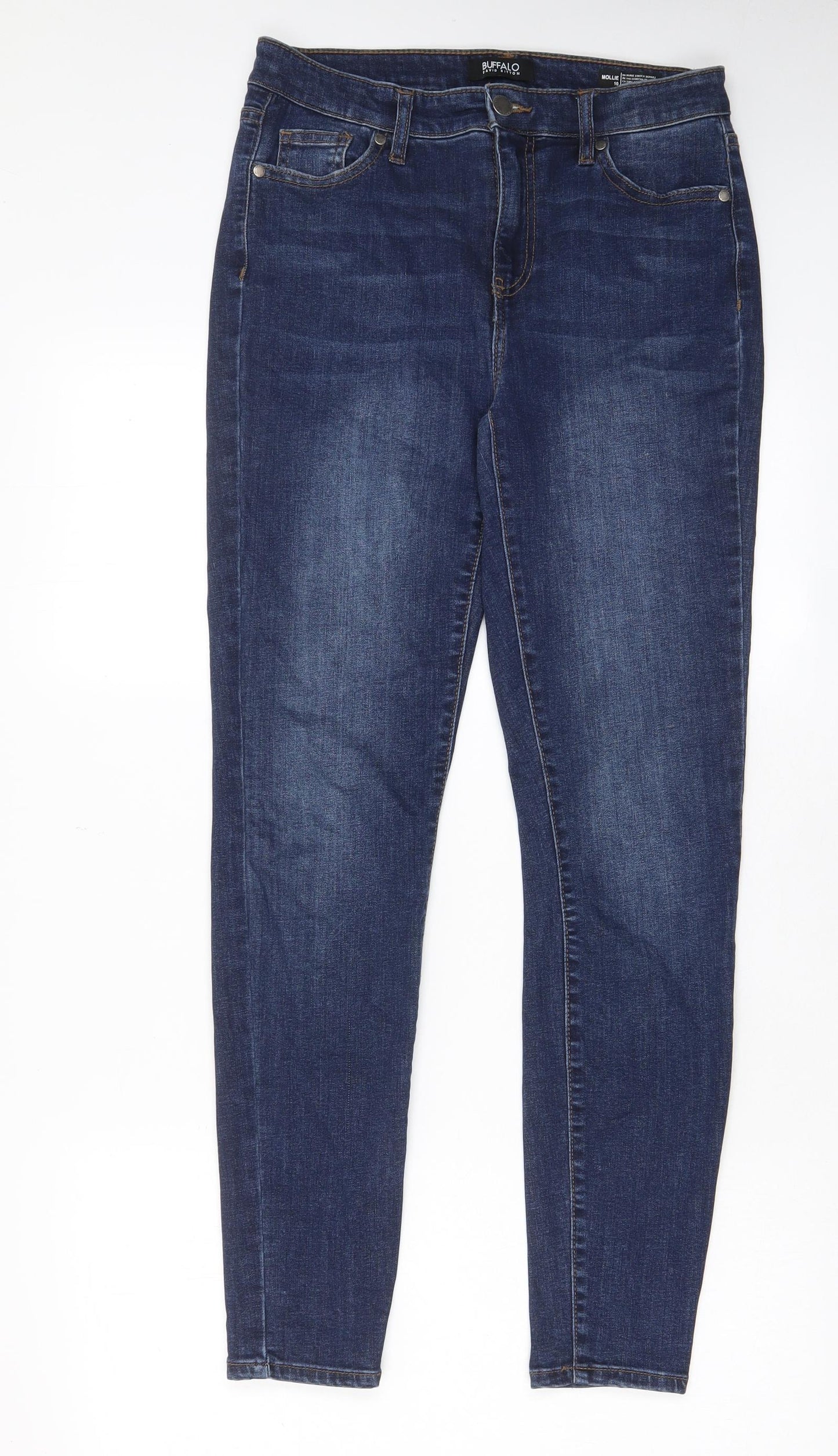Buffalo Womens Blue Cotton Skinny Jeans Size 10 L29 in Regular Zip - Pockets, Belt Loops
