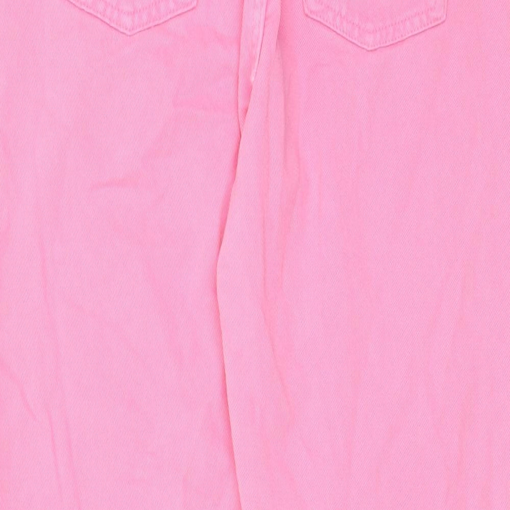 Zara Womens Pink Cotton Mom Jeans Size 6 L27 in Regular Zip - Pockets, Belt Loops
