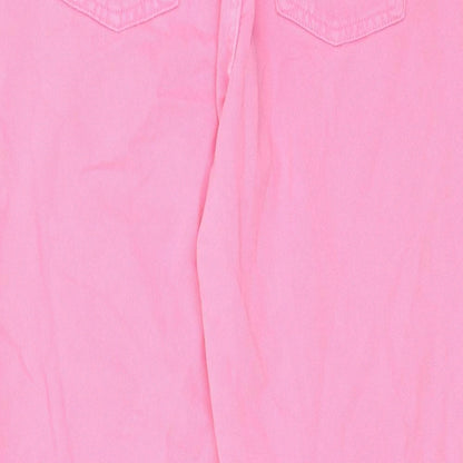 Zara Womens Pink Cotton Mom Jeans Size 6 L27 in Regular Zip - Pockets, Belt Loops