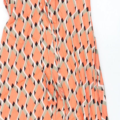 Autograph Womens Orange Argyle/Diamond Polyester A-Line Size 8 Boat Neck Zip - Belted