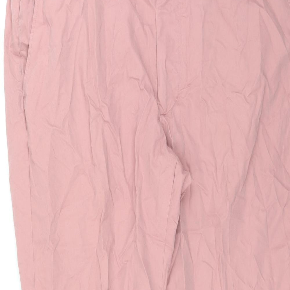 Marks and Spencer Mens Pink Cotton Trousers Size 42 in L28 in Regular Zip