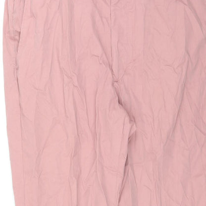 Marks and Spencer Mens Pink Cotton Trousers Size 42 in L28 in Regular Zip