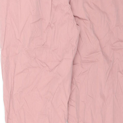 Marks and Spencer Mens Pink Cotton Trousers Size 42 in L28 in Regular Zip