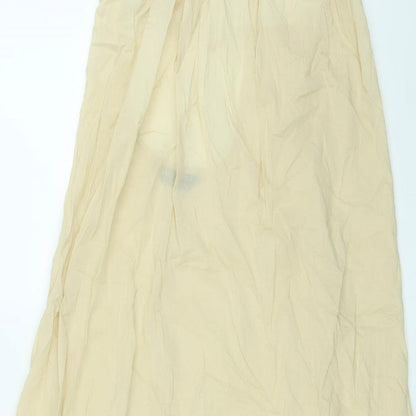 Marks and Spencer Womens Beige Cotton A-Line Size 12 Round Neck Pullover - Open Back, Sheer
