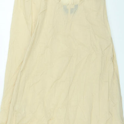 Marks and Spencer Womens Beige Cotton A-Line Size 12 Round Neck Pullover - Open Back, Sheer