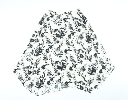 Marks and Spencer Womens Ivory Floral Polyester A-Line Skirt Size 10 Zip