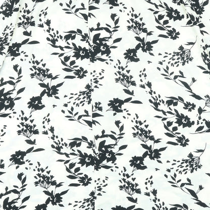 Marks and Spencer Womens Ivory Floral Polyester A-Line Skirt Size 10 Zip