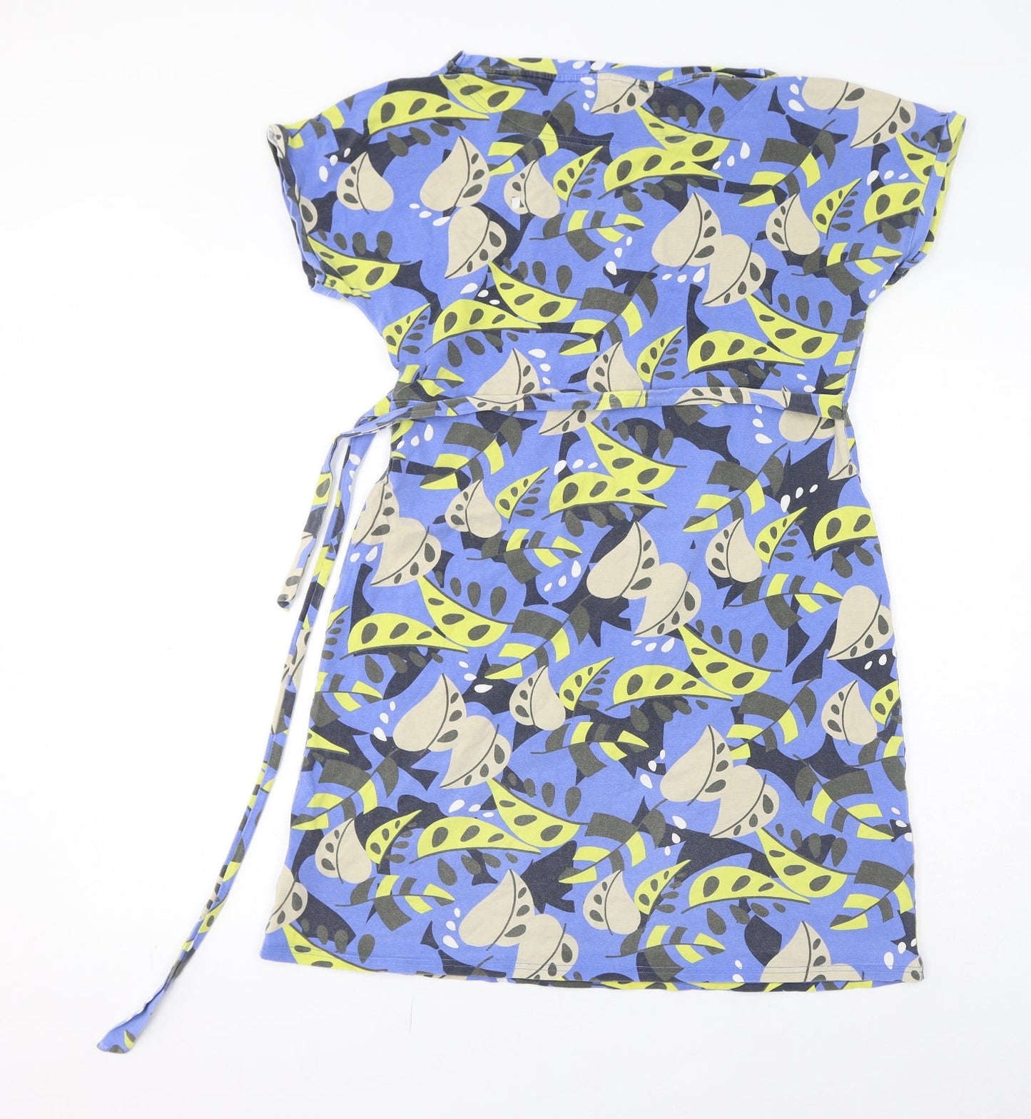 Maine New England Womens Blue Floral Cotton T-Shirt Dress Size 14 Round Neck Pullover