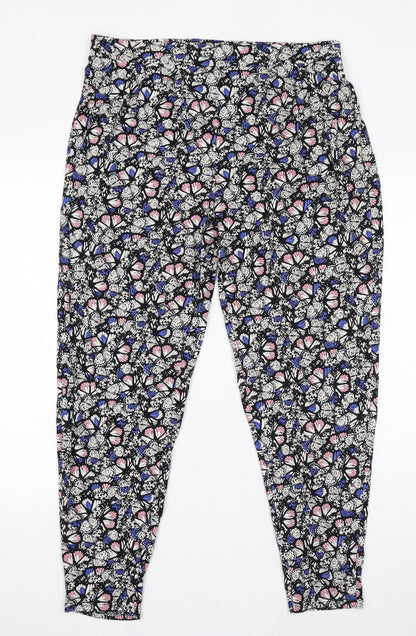 Authentic Womens Multicoloured Geometric Viscose Trousers Size 16 L28 in Regular - Butterfly Print